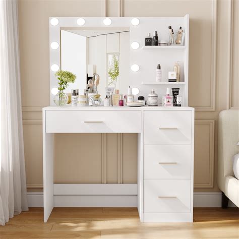 makeup vanity with lights and drawers|adult lighted vanity for bedroom.